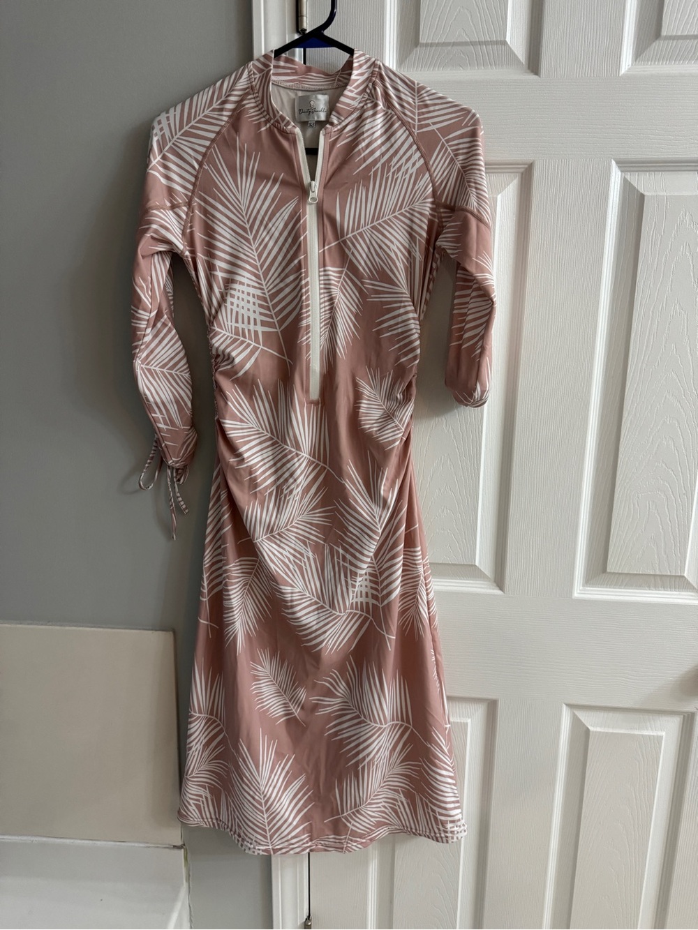 Dainty Jewells swim dress Women's Pink Palm-Print Zip-Front Dress